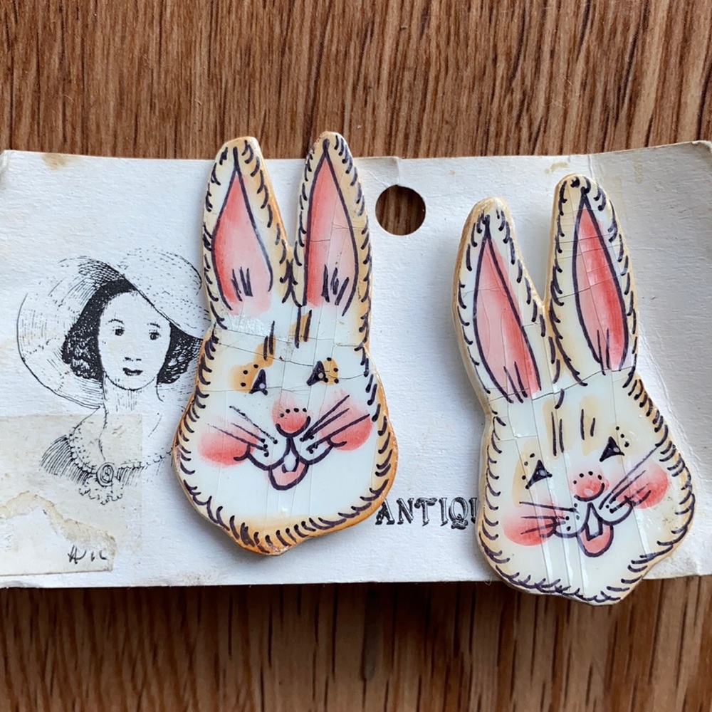 Bunny rabbit earrings artisan hand crafted pierced